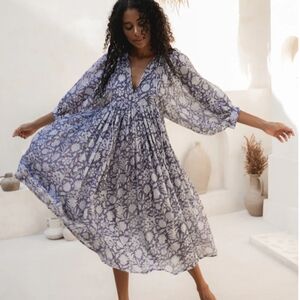 Daughters Of India Kyra Midi dress, Blue iris, Size XL